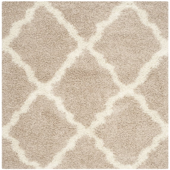 SAFAVIEH Dallas Logan Geometric Shag Area Rug, Beige/Ivory, 4' x 4' Square