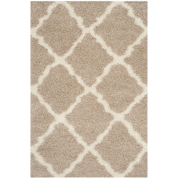 SAFAVIEH Dallas Logan Geometric Shag Area Rug, Beige/Ivory, 4' x 6'