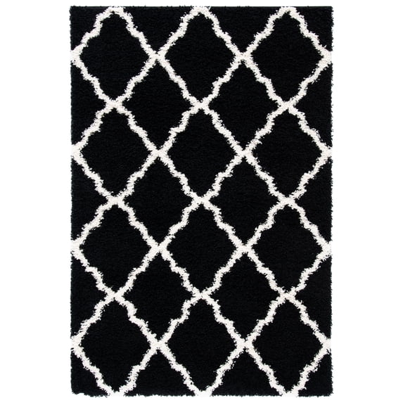 SAFAVIEH Dallas Logan Geometric Shag Area Rug, Black/Ivory, 3' x 5'