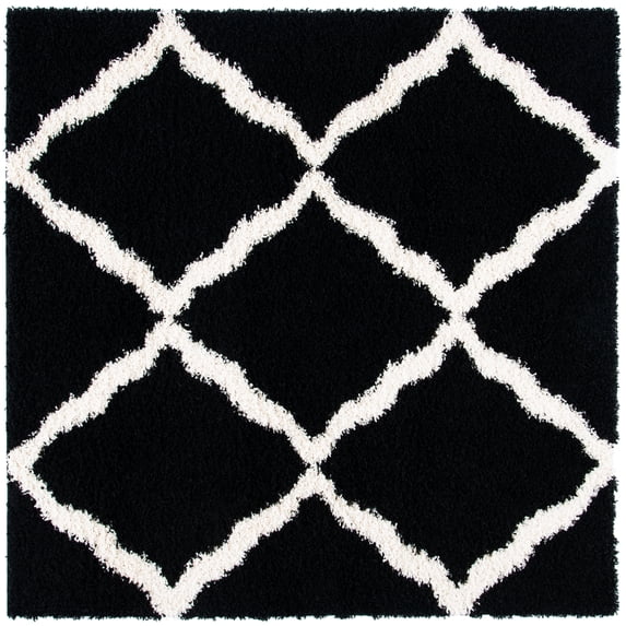 SAFAVIEH Dallas Logan Geometric Shag Area Rug, Black/Ivory, 6' x 6' Square