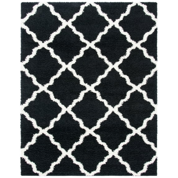SAFAVIEH Dallas Logan Geometric Shag Area Rug, Black/Ivory, 8'6" x 12'