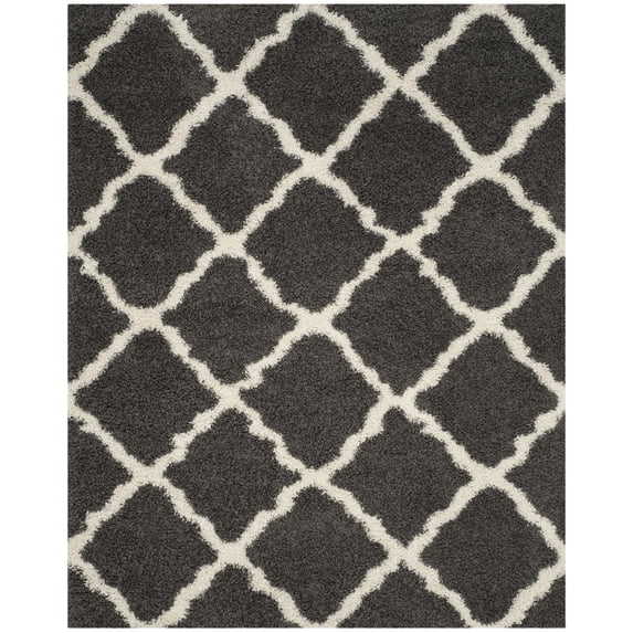 SAFAVIEH Dallas Logan Geometric Shag Area Rug, Dark Grey/Ivory, 10' x 14'
