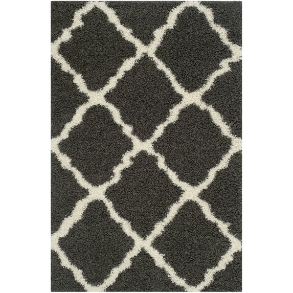 SAFAVIEH Dallas Logan Geometric Shag Area Rug, Dark Grey/Ivory, 2'3" x 4'