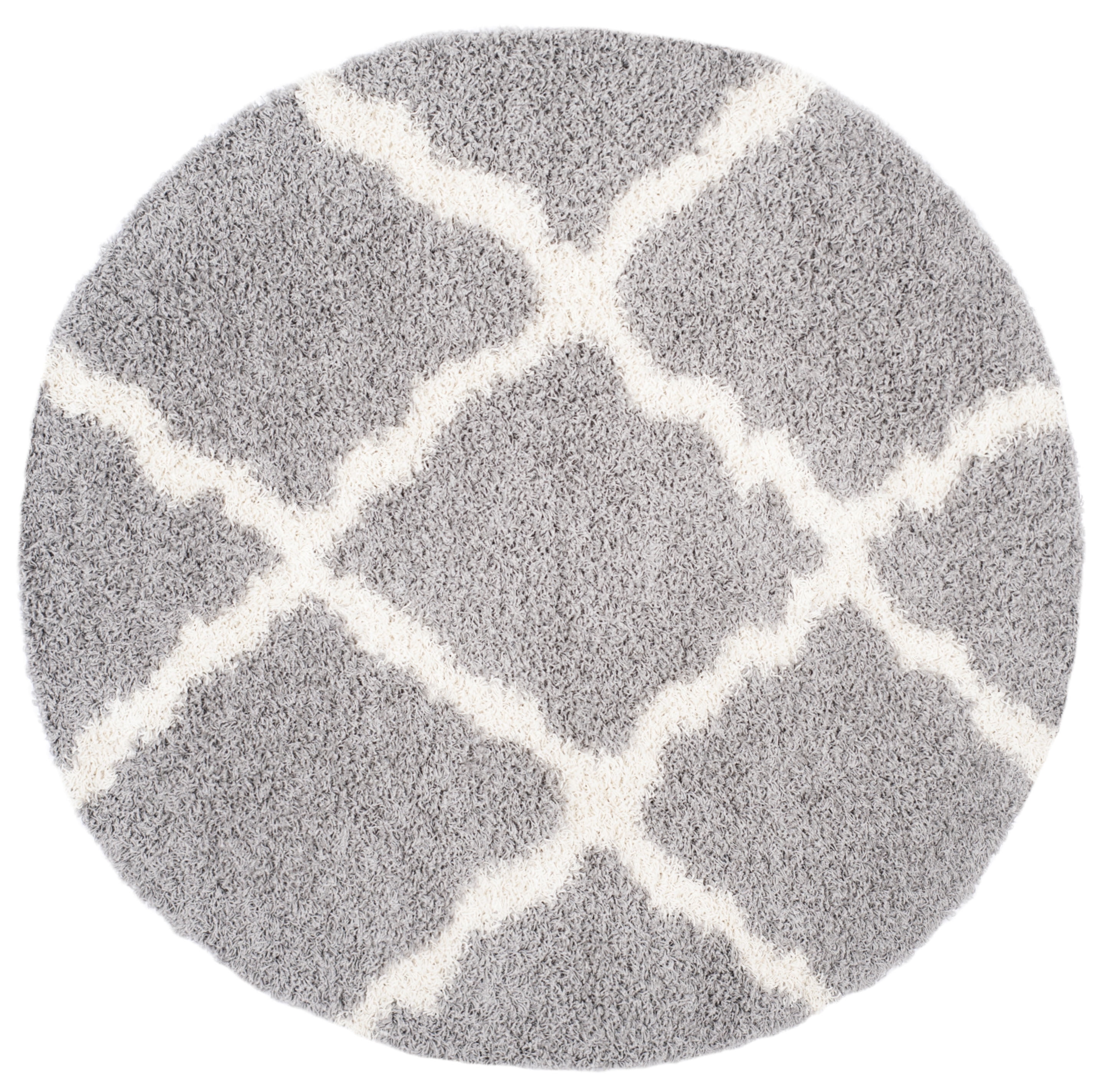 SAFAVIEH Dallas Logan Geometric Shag Area Rug, Grey/Ivory, 10' x 10' Round