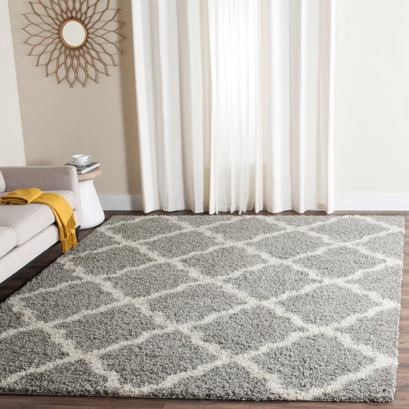 SAFAVIEH Dallas Logan Geometric Shag Area Rug, Grey/Ivory, 10' x 14'