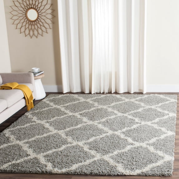 SAFAVIEH Dallas Logan Geometric Shag Area Rug, Grey/Ivory, 11' x 15'