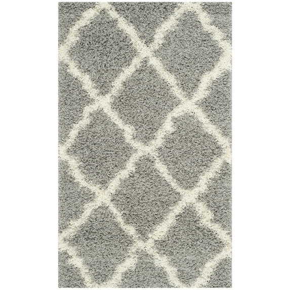 SAFAVIEH Dallas Logan Geometric Shag Area Rug, Grey/Ivory, 2'3" x 4'