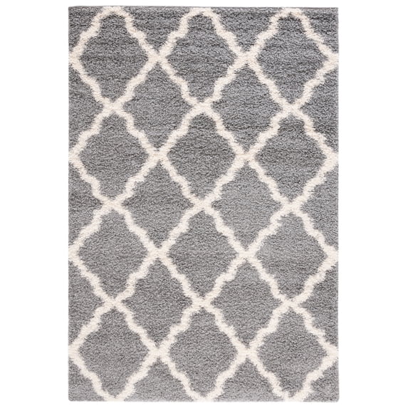 SAFAVIEH Dallas Logan Geometric Shag Area Rug, Grey/Ivory, 4' x 6'