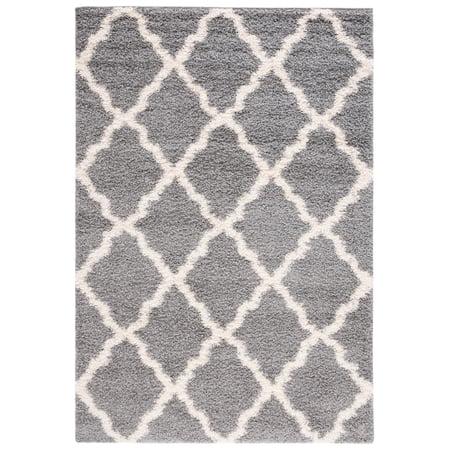 SAFAVIEH Dallas Logan Geometric Shag Area Rug, Grey/Ivory, 5'1" x 7'6"