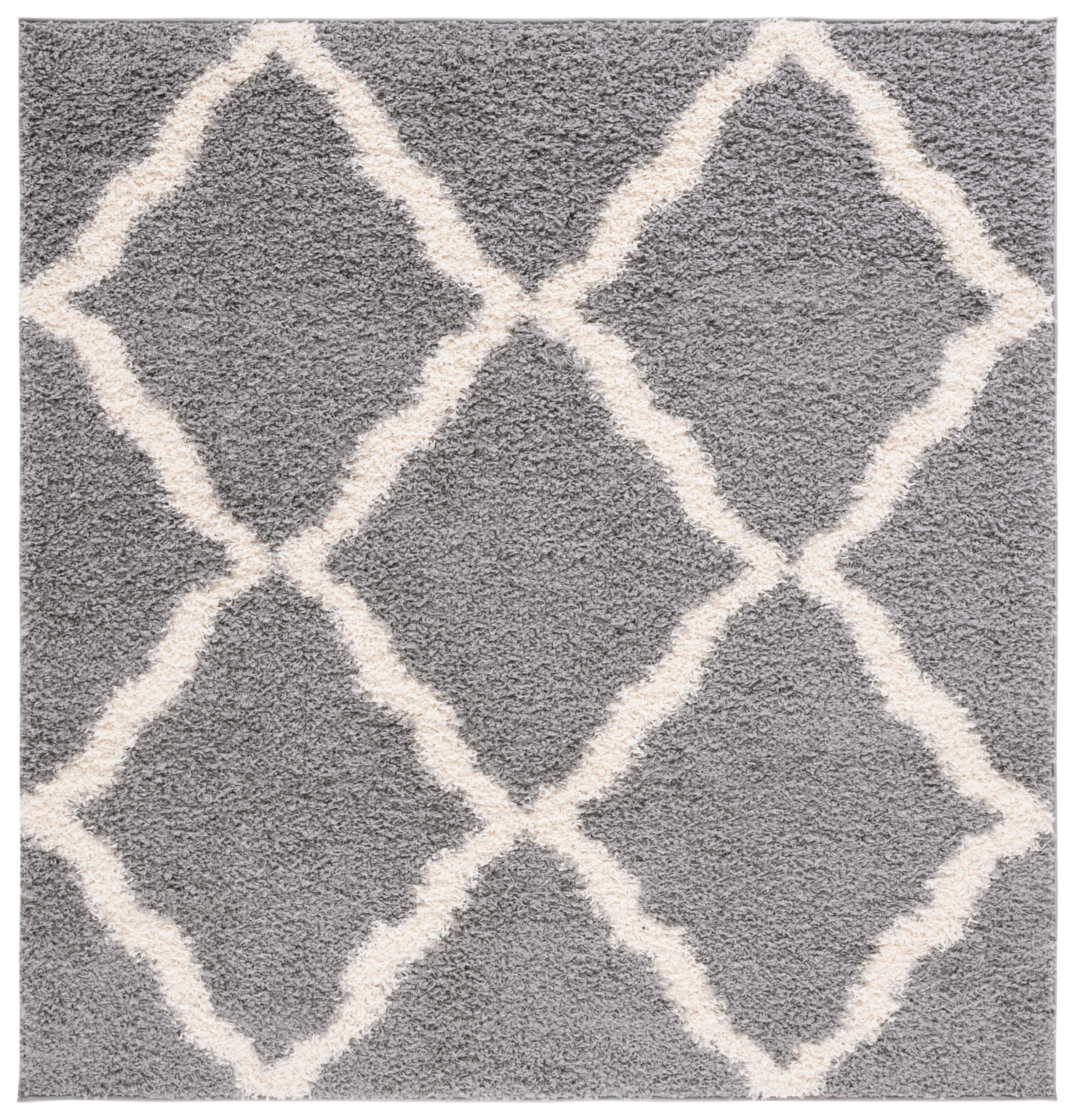 SAFAVIEH Dallas Logan Geometric Shag Area Rug, Grey/Ivory, 6' x 6' Square