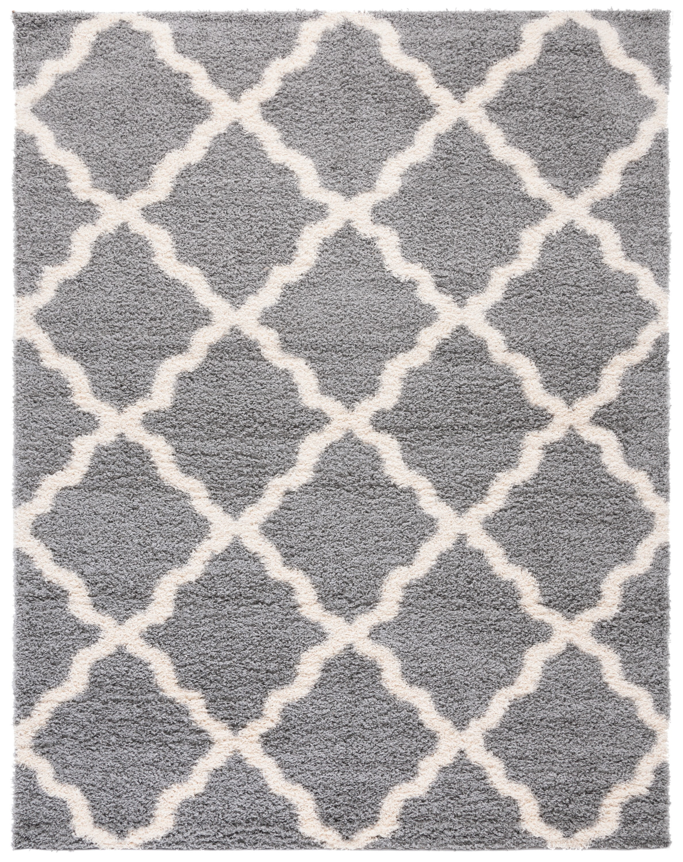Grey and Ivory High Pile Shag Area Rug, 10' x 14'