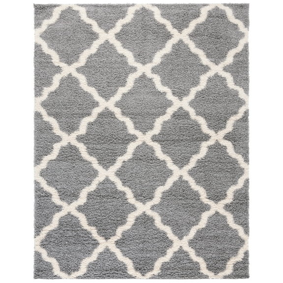 SAFAVIEH Dallas Logan Geometric Shag Area Rug, Grey/Ivory, 8' x 10'