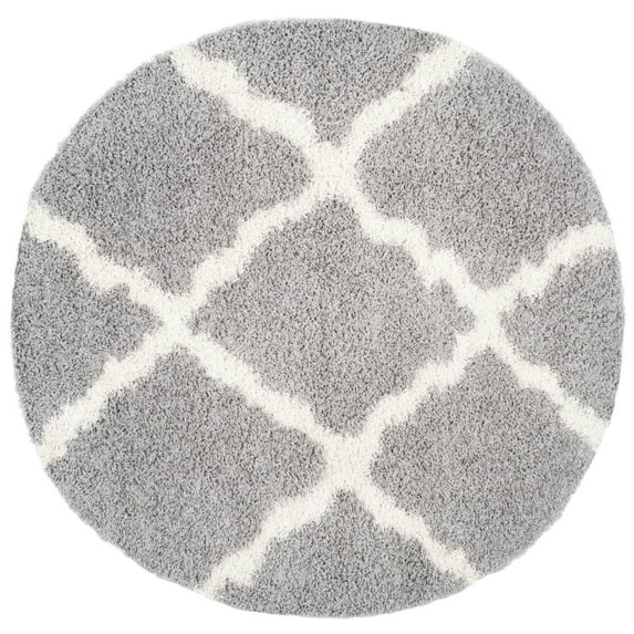 SAFAVIEH Dallas Logan Geometric Shag Area Rug, Grey/Ivory, 8' x 8' Round