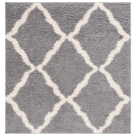 SAFAVIEH Dallas Logan Geometric Shag Area Rug, Grey/Ivory, 8' x 8' Square