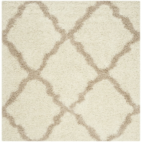 SAFAVIEH Dallas Logan Geometric Shag Area Rug, Ivory/Beige, 10' x 10' Square