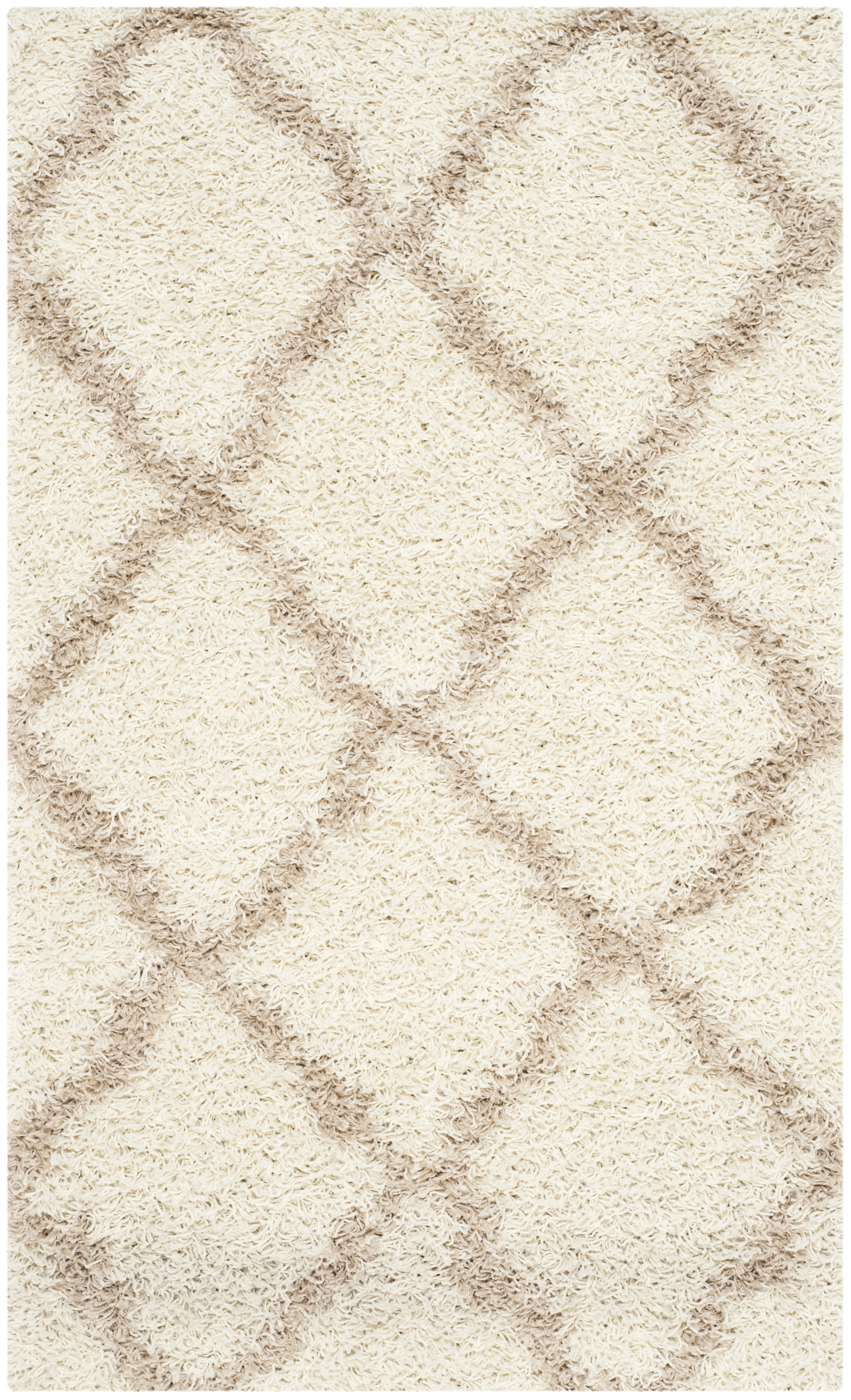 SAFAVIEH Dallas Logan Geometric Shag Area Rug, Ivory/Beige, 3' x 5'