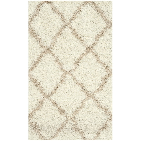 SAFAVIEH Dallas Logan Geometric Shag Area Rug, Ivory/Beige, 3' x 5'