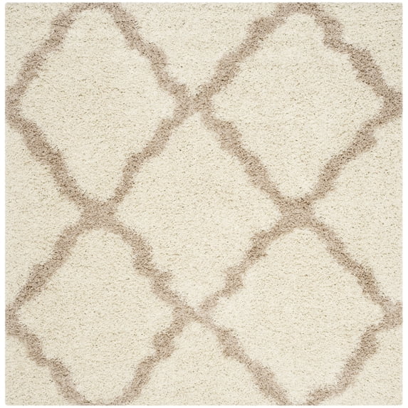 SAFAVIEH Dallas Logan Geometric Shag Area Rug, Ivory/Beige, 4' x 4' Square