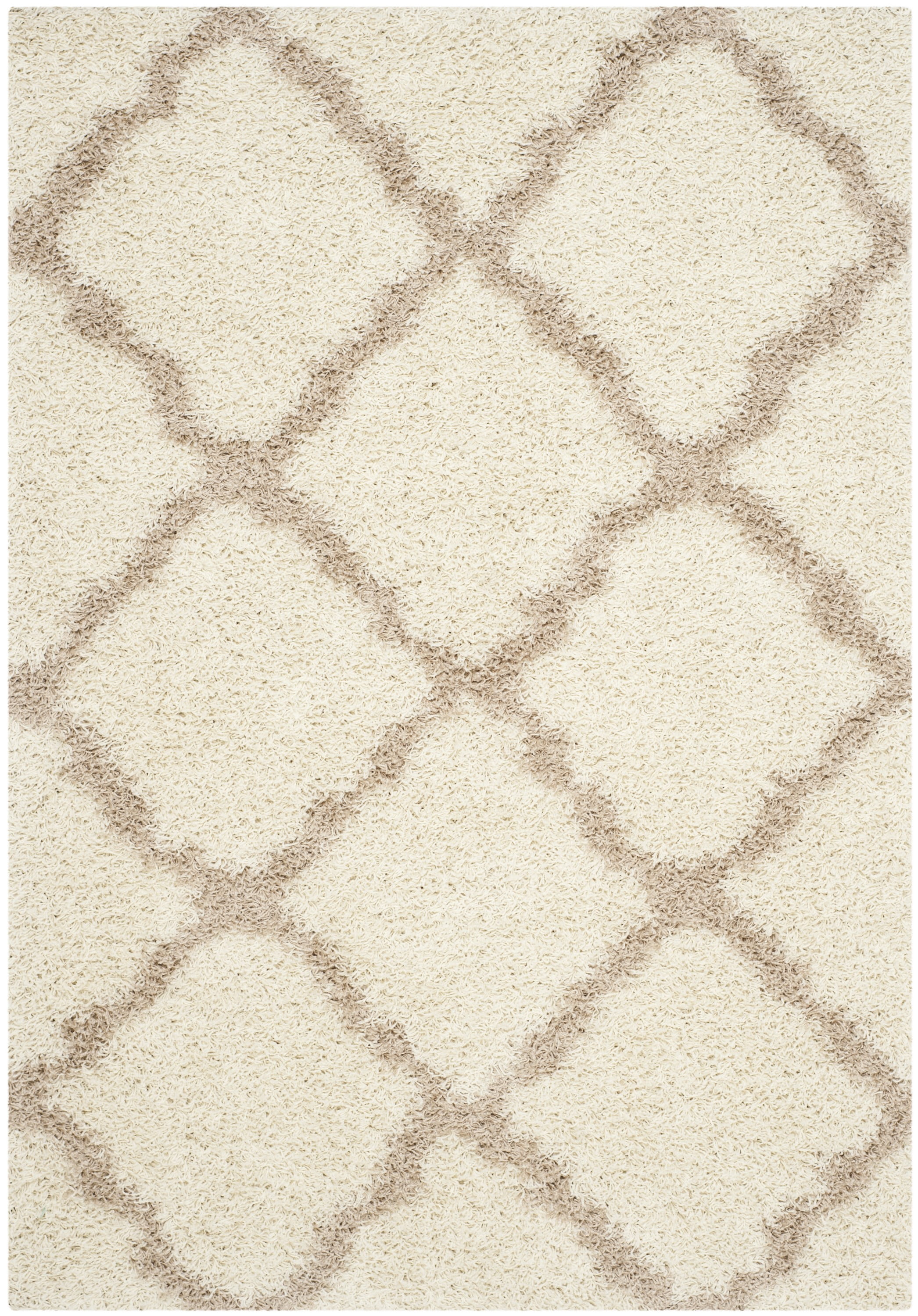Ivory Beige Luxe Shag 5'1" x 7'6" Synthetic Area Rug