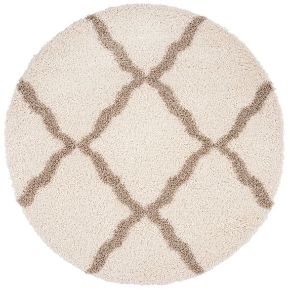 SAFAVIEH Dallas Logan Geometric Shag Area Rug, Ivory/Beige, 6' x 6' Round