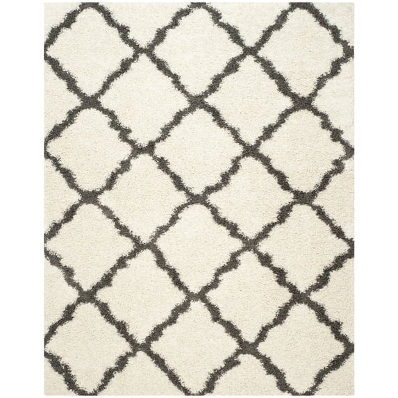 SAFAVIEH Dallas Logan Geometric Shag Area Rug, Ivory/Dark Grey, 11' x 15'
