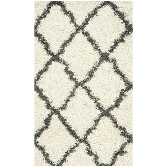 SAFAVIEH Dallas Logan Geometric Shag Area Rug, Ivory/Dark Grey, 3' x 5'