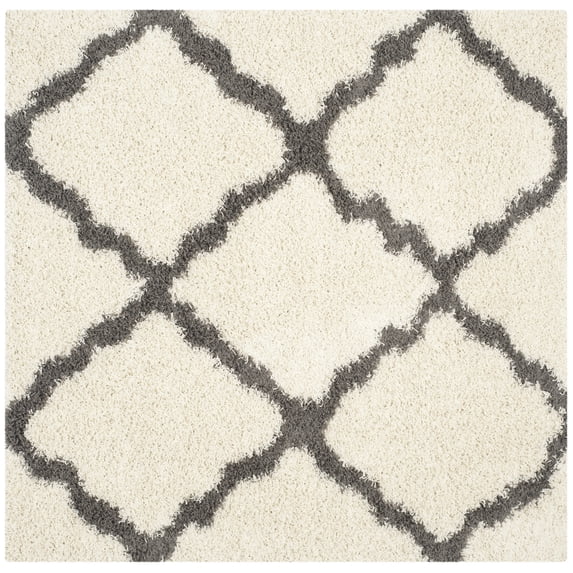 SAFAVIEH Dallas Logan Geometric Shag Area Rug, Ivory/Dark Grey, 4' x 4' Square