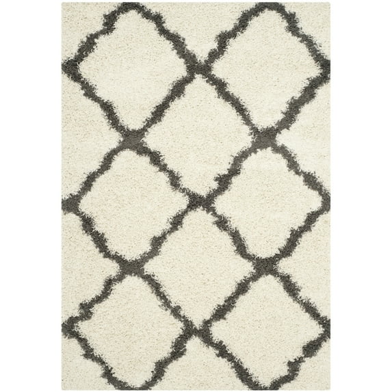 SAFAVIEH Dallas Logan Geometric Shag Area Rug, Ivory/Dark Grey, 4' x 6'