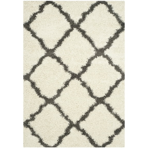 SAFAVIEH Dallas Logan Geometric Shag Area Rug, Ivory/Dark Grey, 5'1" x 7'6"