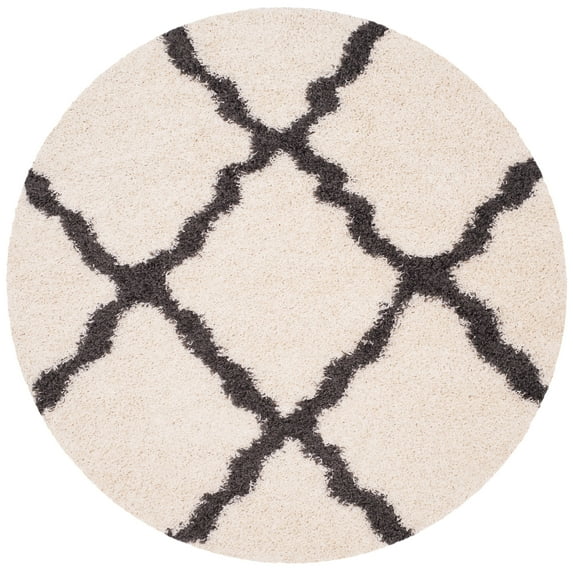 SAFAVIEH Dallas Logan Geometric Shag Area Rug, Ivory/Dark Grey, 6' x 6' Round
