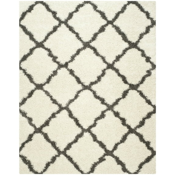 SAFAVIEH Dallas Logan Geometric Shag Area Rug, Ivory/Dark Grey, 6' x 9'