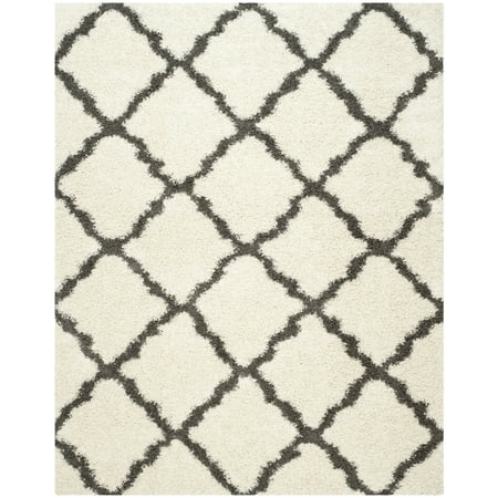 SAFAVIEH Dallas Logan Geometric Shag Area Rug, Ivory/Dark Grey, 8' x 10'