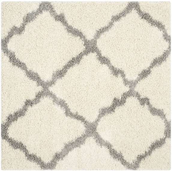 SAFAVIEH Dallas Logan Geometric Shag Area Rug, Ivory/Grey, 10' x 10' Square