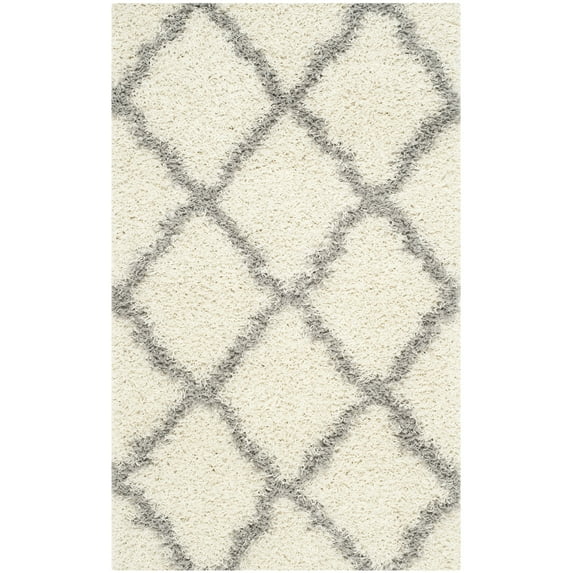 SAFAVIEH Dallas Logan Geometric Shag Area Rug, Ivory/Grey, 3' x 5'