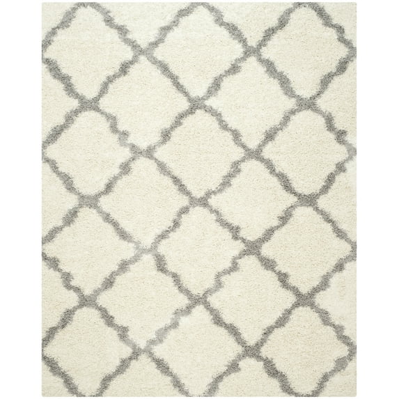 SAFAVIEH Dallas Logan Geometric Shag Area Rug, Ivory/Grey, 5'1" x 7'6"