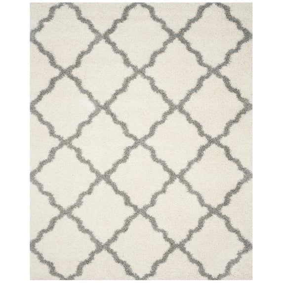 SAFAVIEH Dallas Logan Geometric Shag Area Rug, Ivory/Grey, 8'6" x 12'