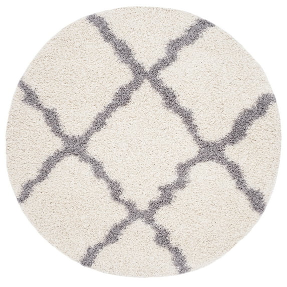 SAFAVIEH Dallas Logan Geometric Shag Area Rug, Ivory/Grey, 8' x 8' Round