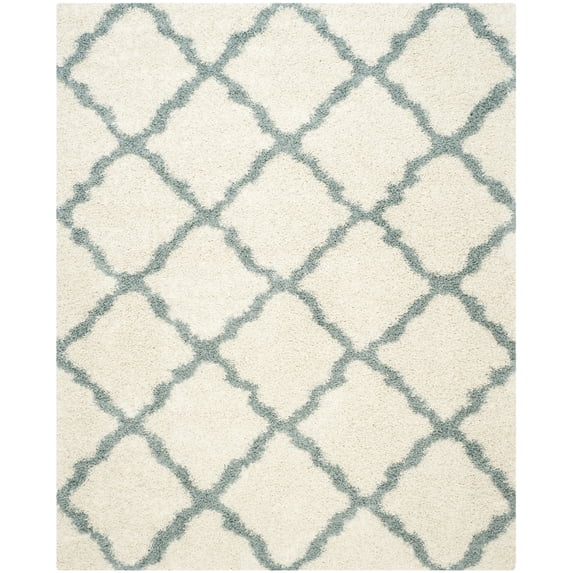 SAFAVIEH Dallas Logan Geometric Shag Area Rug, Ivory/Light Blue, 10' x 14'