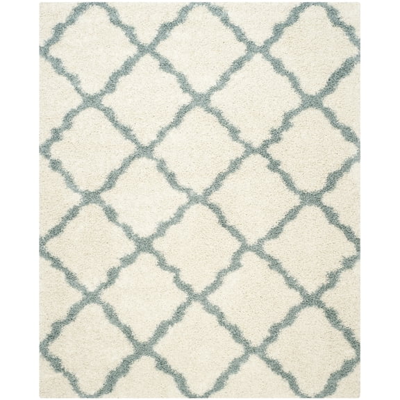 SAFAVIEH Dallas Logan Geometric Shag Area Rug, Ivory/Light Blue, 10' x 14'