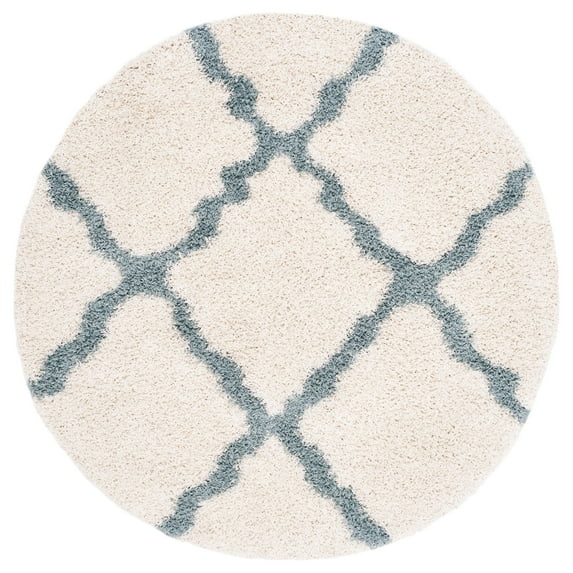 SAFAVIEH Dallas Logan Geometric Shag Area Rug, Ivory/Light Blue, 6' x 6' Round