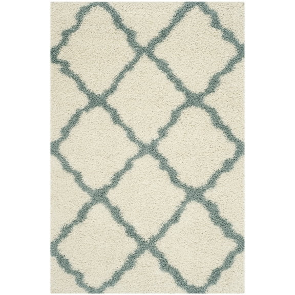 SAFAVIEH Dallas Logan Geometric Shag Area Rug, Ivory/Light Blue, 6' x 9'