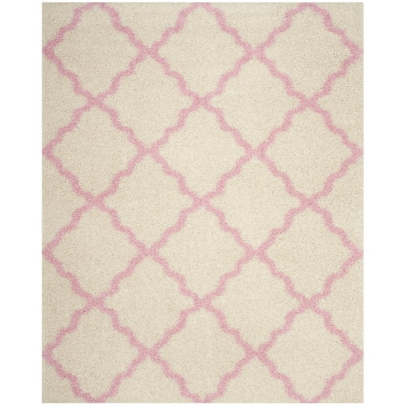 SAFAVIEH Dallas Logan Geometric Shag Area Rug, Ivory/Light Pink, 10' x 14'