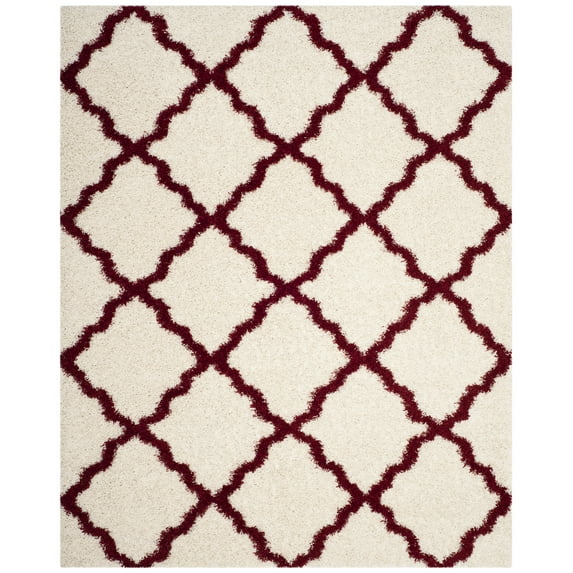 SAFAVIEH Dallas Logan Geometric Shag Area Rug, Ivory/Red, 10' x 14'