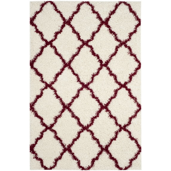 SAFAVIEH Dallas Logan Geometric Shag Area Rug, Ivory/Red, 4' x 6'
