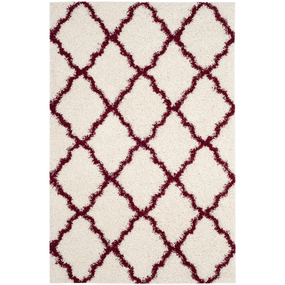 SAFAVIEH Dallas Logan Geometric Shag Area Rug, Ivory/Red, 6' x 9'