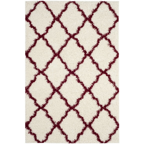SAFAVIEH Dallas Logan Geometric Shag Area Rug, Ivory/Red, 6' x 9'