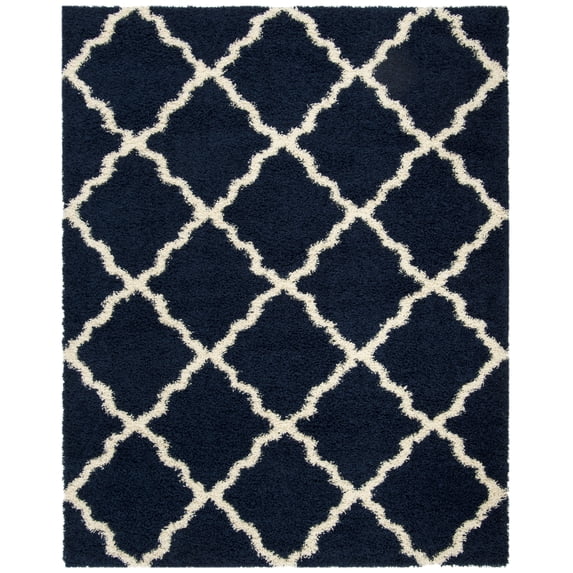 SAFAVIEH Dallas Logan Geometric Shag Area Rug, Navy/Ivory, 10' x 14'