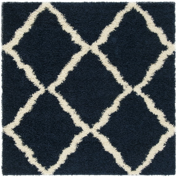 SAFAVIEH Dallas Logan Geometric Shag Area Rug, Navy/Ivory, 6' x 6' Square