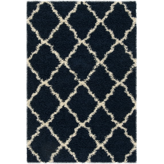 SAFAVIEH Dallas Logan Geometric Shag Area Rug, Navy/Ivory, 6' x 9'