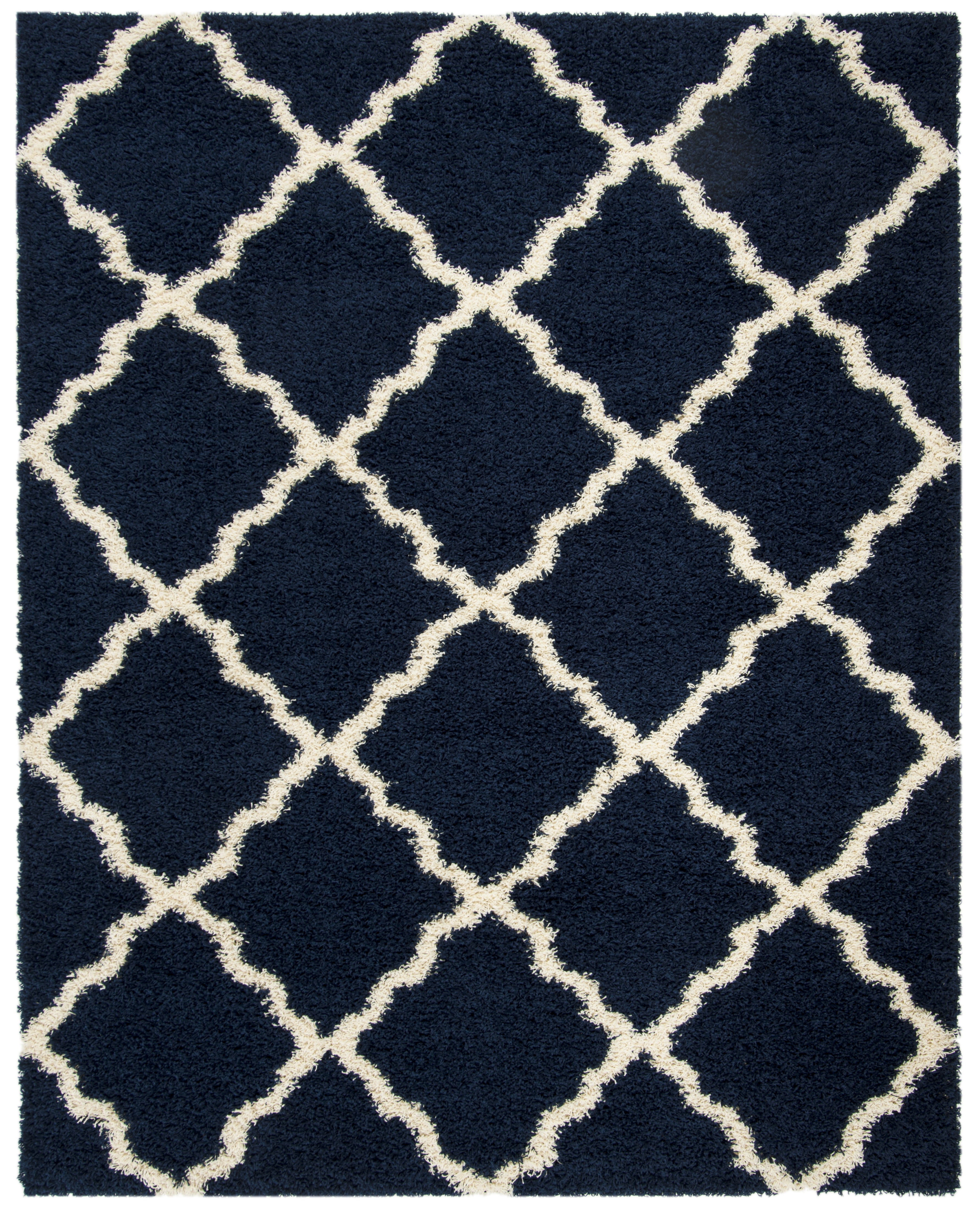 SAFAVIEH Dallas Logan Geometric Shag Area Rug, Navy/Ivory, 8' x 10'